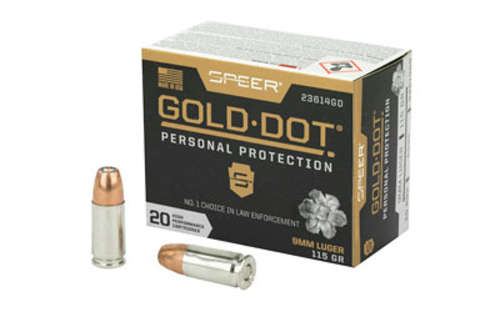 Ammunition Speer Ammunition Speer Gold Dot 9mm SPR GOLD DOT 9MM 115GR HP 20/200 • Model: Speer Gold Dot